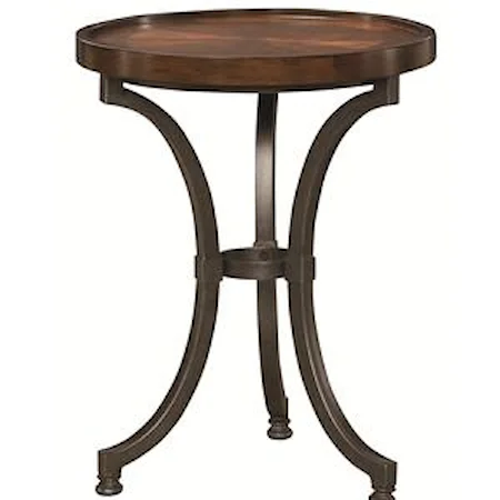Round Chairside Table with Metal Base